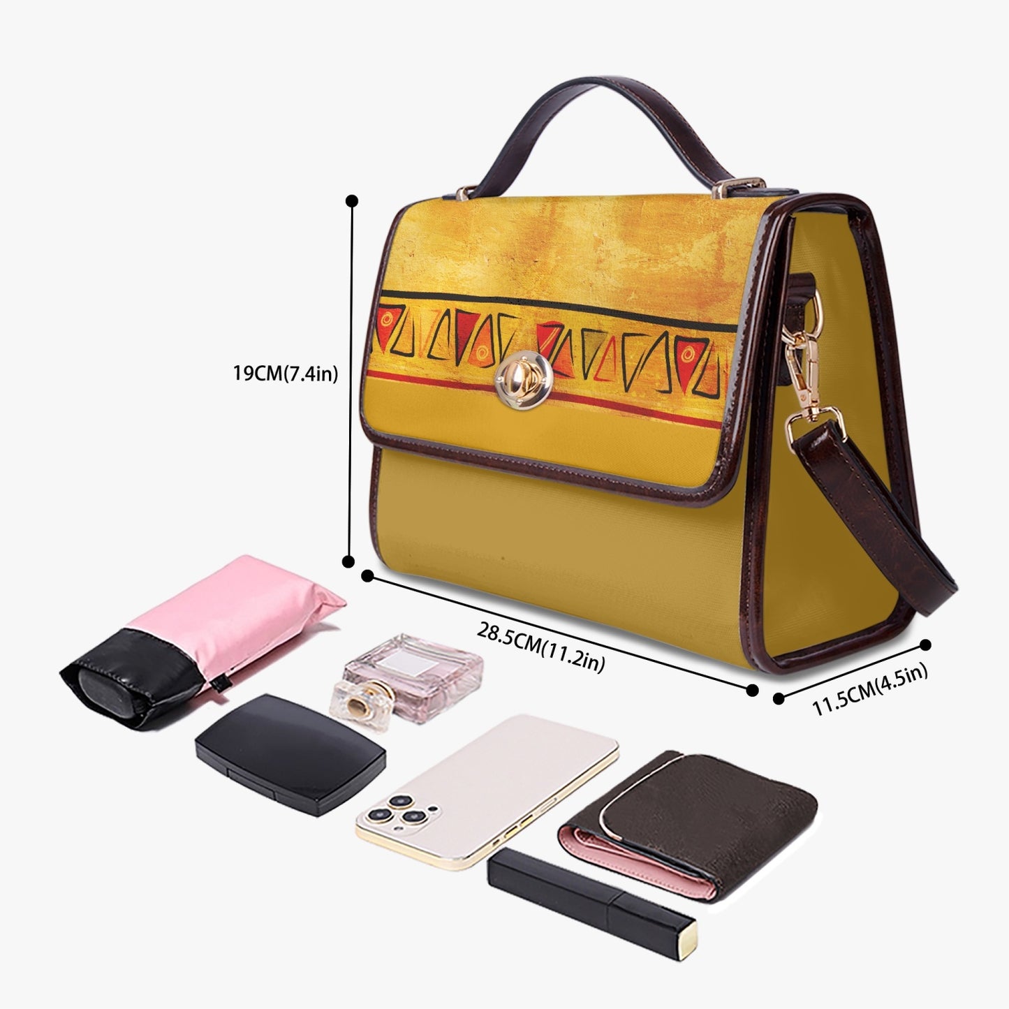 768. Leather Flap Satchel Bag aurore
