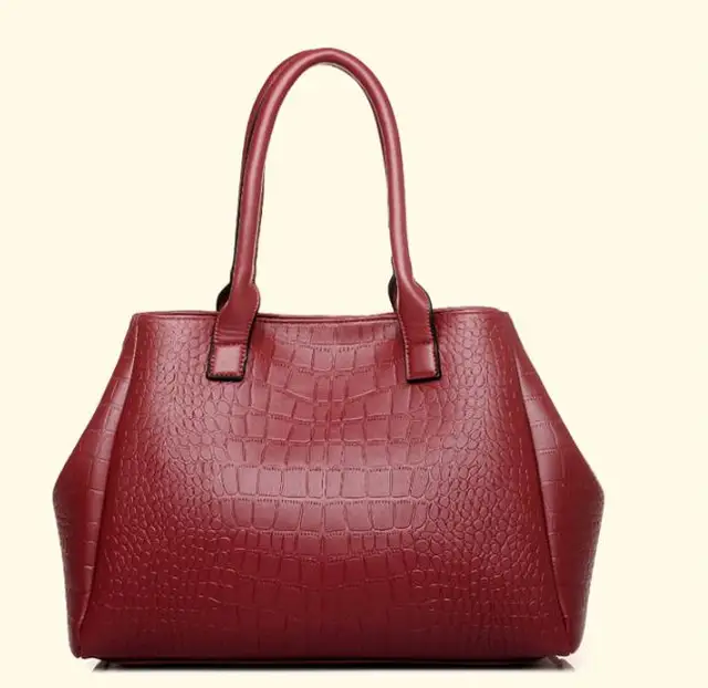 Clemse N:00010 Womens Crocodile Large Tote Handbag Purse Shoulder Bag Travel Satchel Handbag