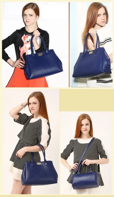 Clemse N:00010 Womens Crocodile Large Tote Handbag Purse Shoulder Bag Travel Satchel Handbag