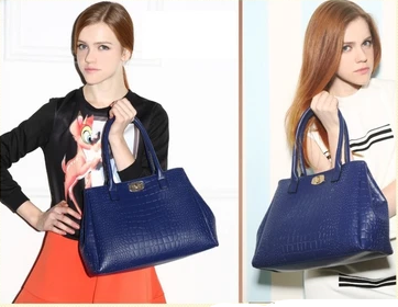 Clemse N:00010 Womens Crocodile Large Tote Handbag Purse Shoulder Bag Travel Satchel Handbag