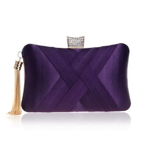 Bow Metal Women Day Clutches Tassel Luxurious Fashion Lady Evening Bags Small Party Wedding Bridal Chain Shoulder Handbag