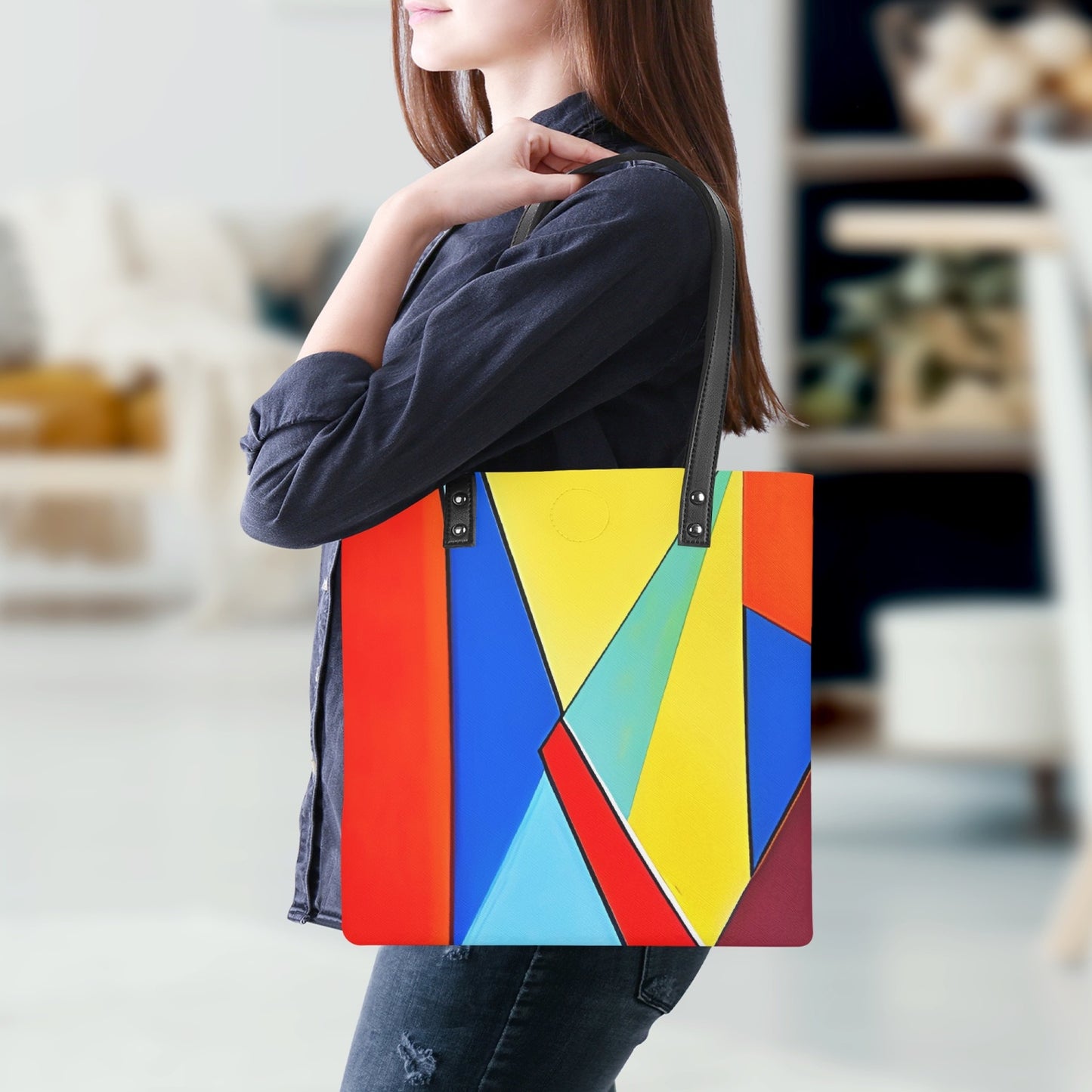 Large Regular PU Leather Tote Bag : CHALLENGE