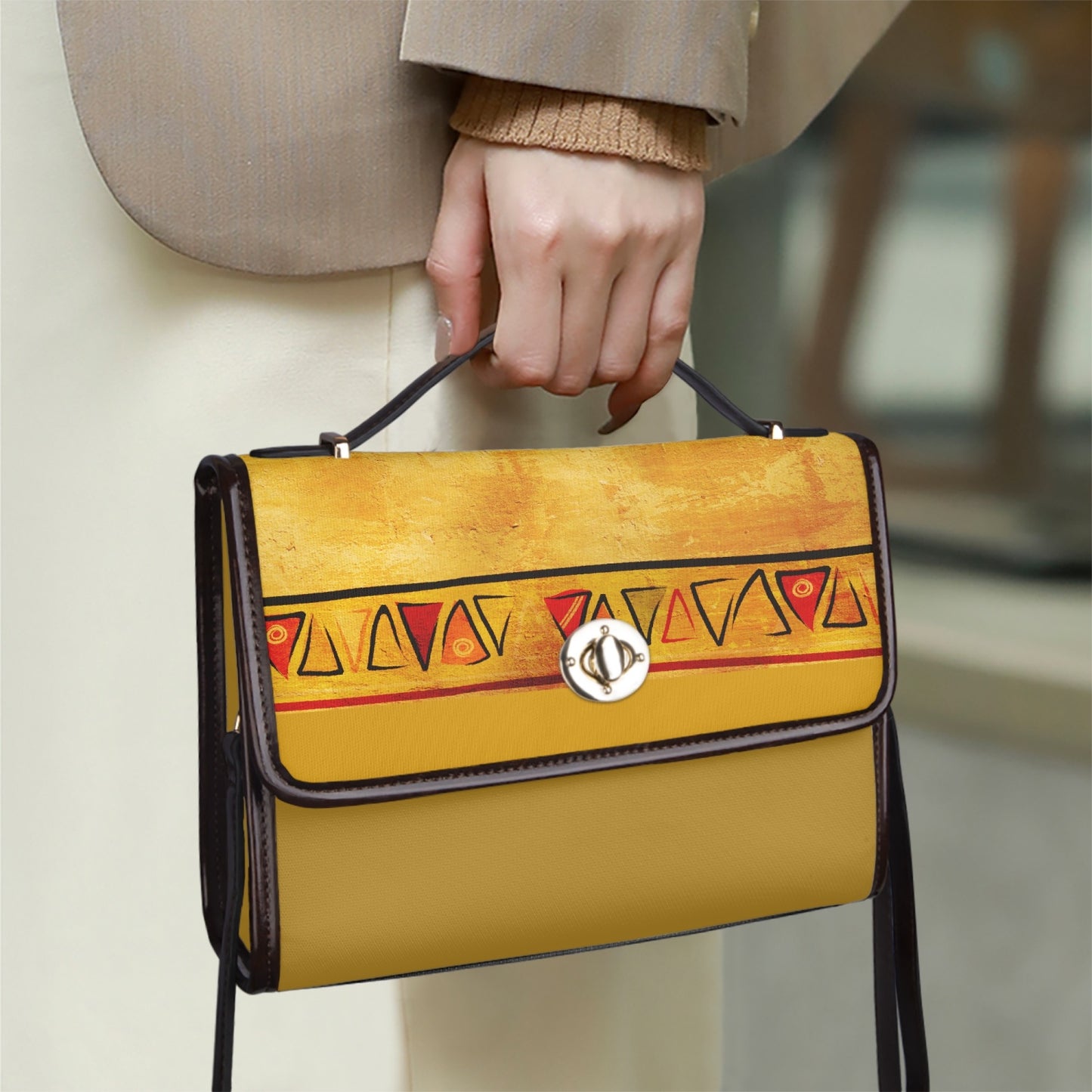 768. Leather Flap Satchel Bag aurore