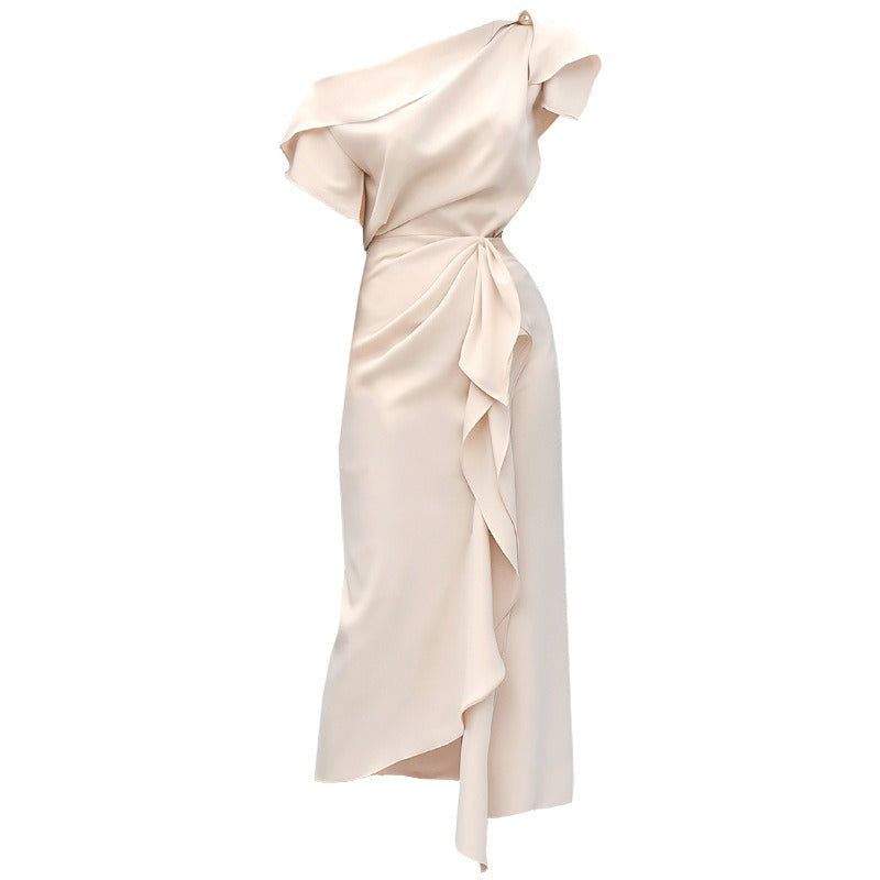 Off Shoulder Waist Ruffled French Two Piece Set with Foreigners to Reduce Age