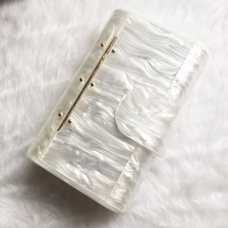 New Product Built in Lens Acrylic Dinner Bag Pearlescent Handbag Crossbody Dress Box Bag