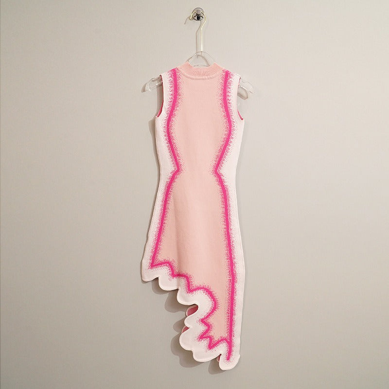 sexy high waist Slim pink sleeveless package hip Women's dress