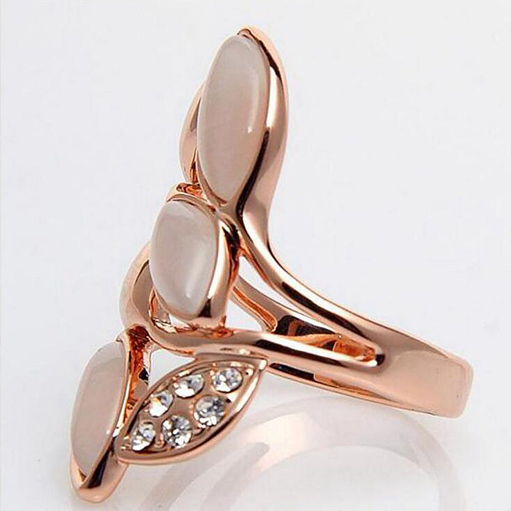 Angel Girl Rose Gold Color Ring Shining Opals Rings For Women Trendy Engagement Wedding Jewelry Anillos