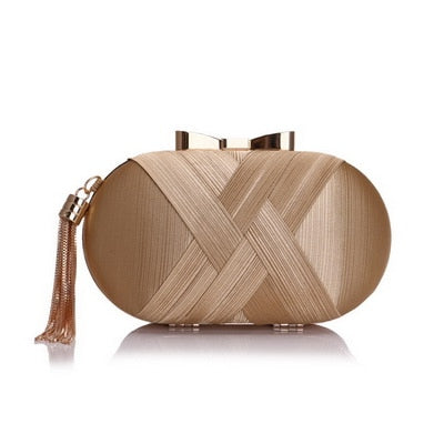 Bow Metal Women Day Clutches Tassel Luxurious Fashion Lady Evening Bags Small Party Wedding Bridal Chain Shoulder Handbag