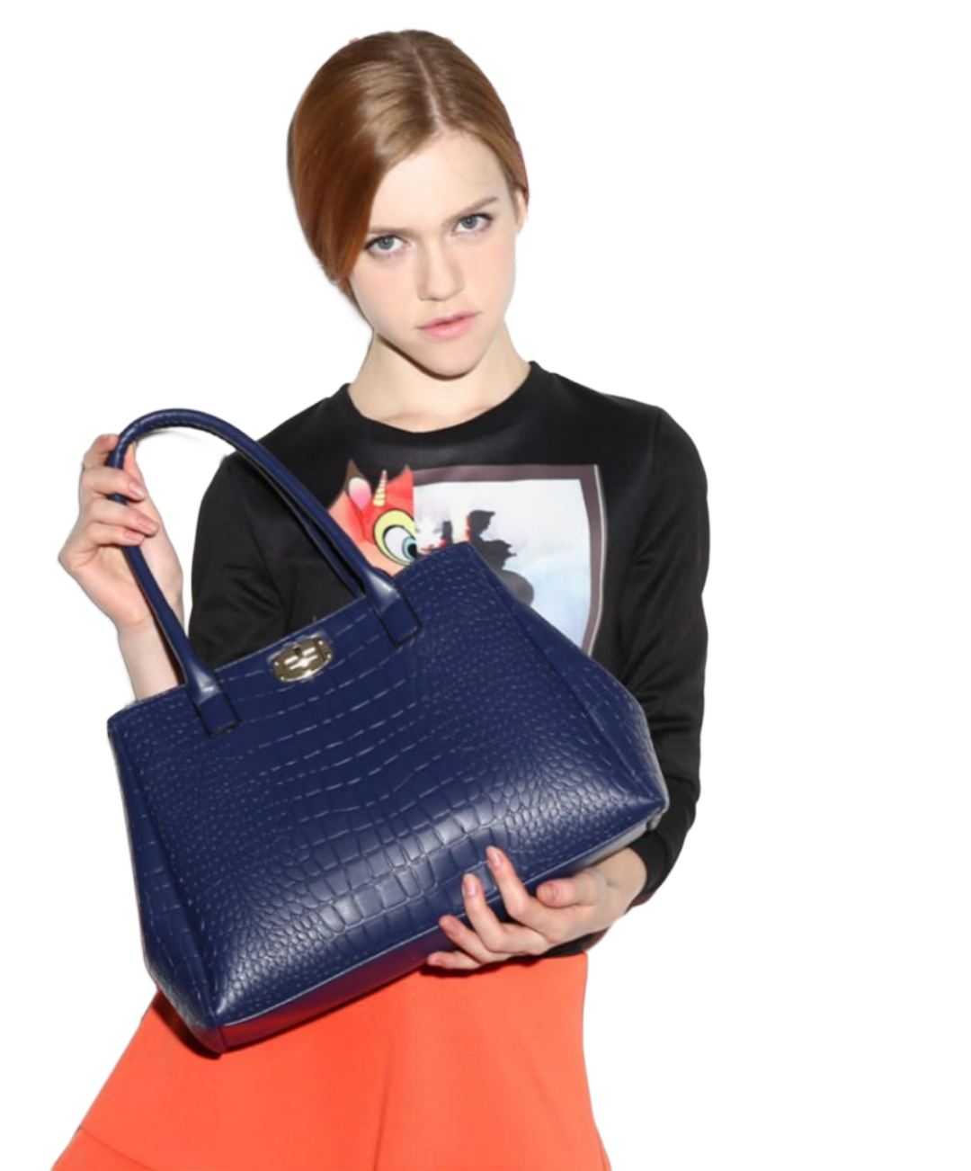 Clemse N:00010 Womens Crocodile Large Tote Handbag Purse Shoulder Bag Travel Satchel Handbag