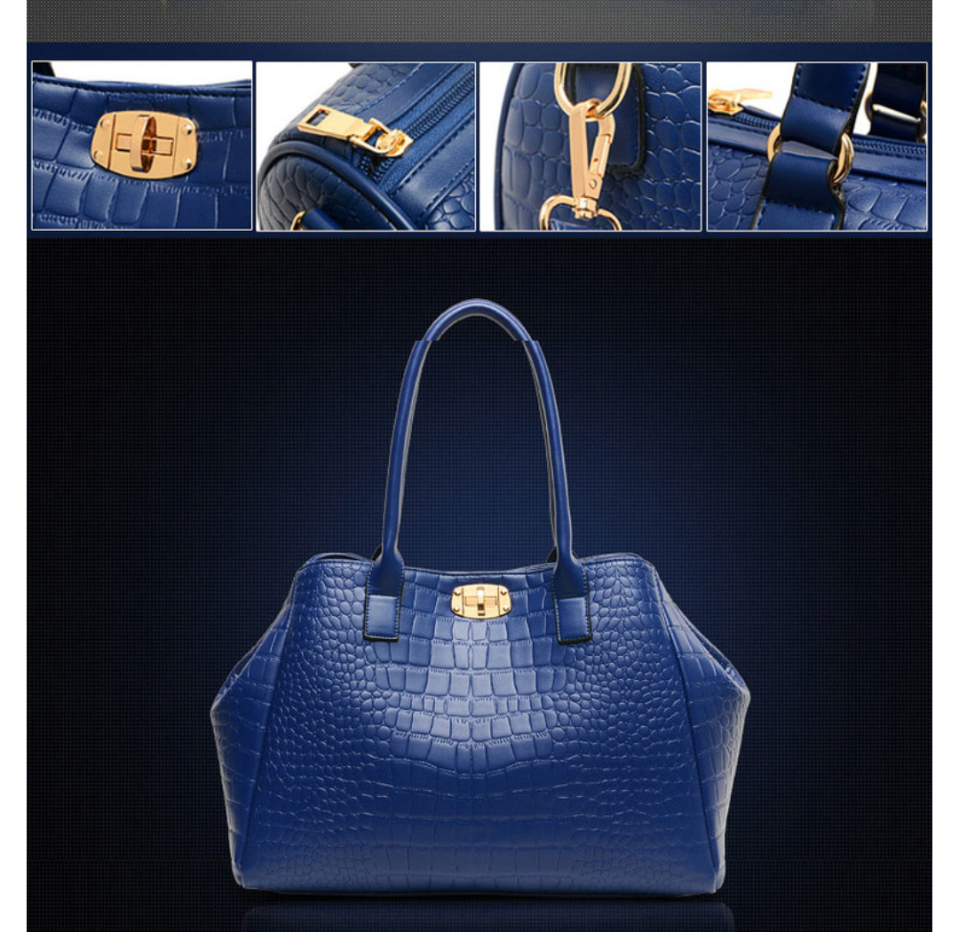 Clemse N:00010 Womens Crocodile Large Tote Handbag Purse Shoulder Bag Travel Satchel Handbag