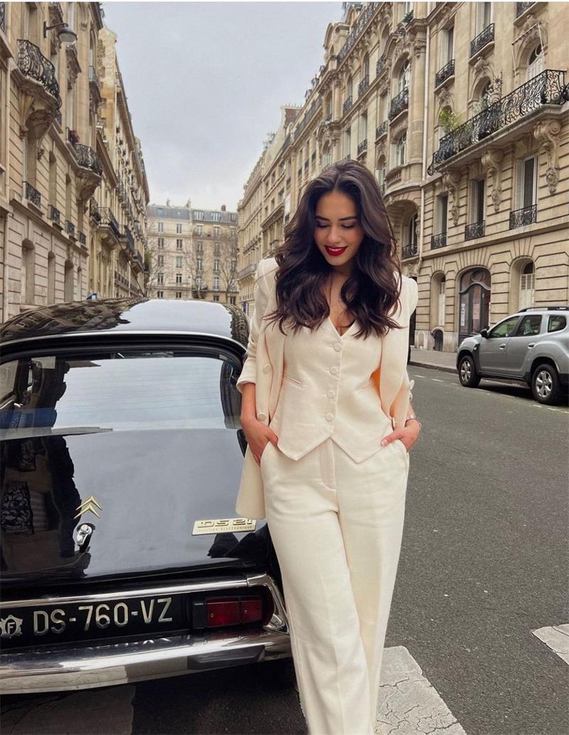 Chic Two-Piece Pants Set with Free Vest: Fashionable Blazer and Straight Leg Pants - Perfect for Leisure, Party, Youthful Style