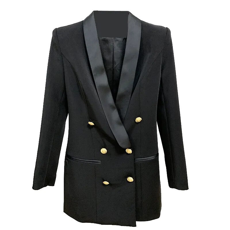 Amandina Luxe Women Ladies Luxury Double Breasted Blazer Tuxedo Style Dress