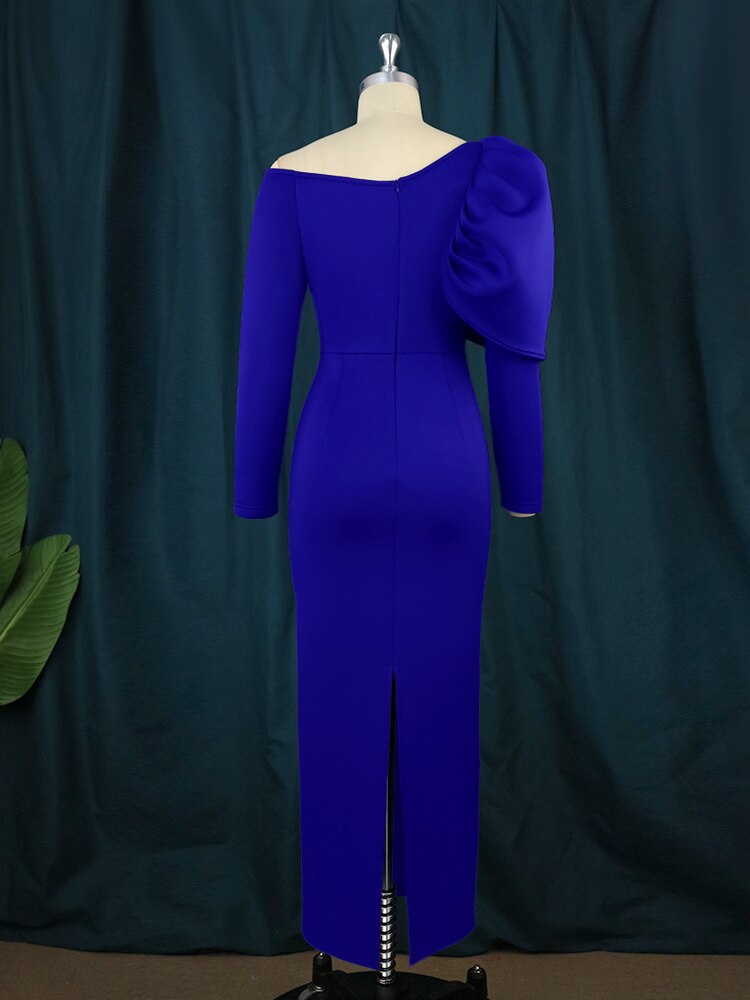 Plus Size Bodycon Dresses Long Sleeve Off Shoulder High Waist Evening Party Robes for Women Autumn Cocktail Event Gowns