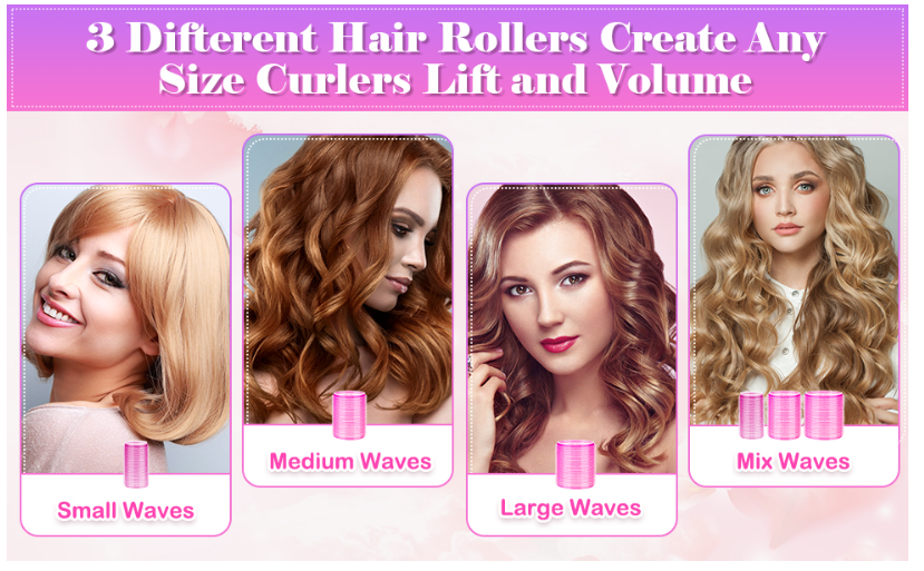 Velcro Rollers for Hair, 20Pcs Hair Rollers for Volume, Large Rollers Hair Curlers for Long Medium Short Thick Fine Thin Hair Bangs Self Grip Heatless Hair Curler 1 Size Hair Roller Set