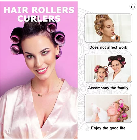 Velcro Rollers for Hair, 20Pcs Hair Rollers for Volume, Large Rollers Hair Curlers for Long Medium Short Thick Fine Thin Hair Bangs Self Grip Heatless Hair Curler 1 Size Hair Roller Set