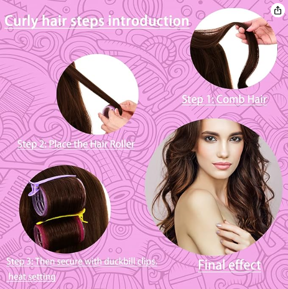 Velcro Rollers for Hair, 20Pcs Hair Rollers for Volume, Large Rollers Hair Curlers for Long Medium Short Thick Fine Thin Hair Bangs Self Grip Heatless Hair Curler 1 Size Hair Roller Set