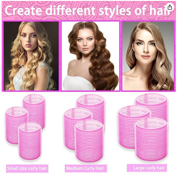 Velcro Rollers for Hair, 20Pcs Hair Rollers for Volume, Large Rollers Hair Curlers for Long Medium Short Thick Fine Thin Hair Bangs Self Grip Heatless Hair Curler 1 Size Hair Roller Set