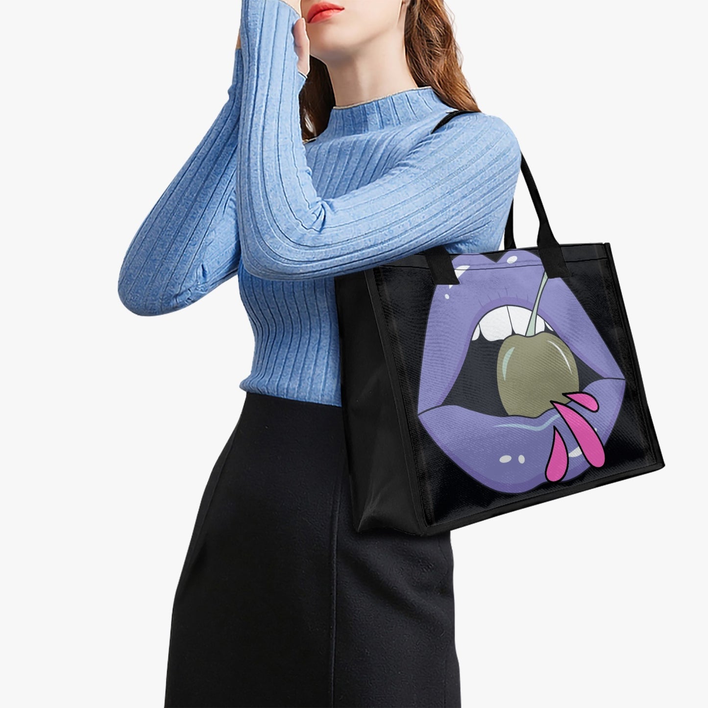 757. AOP Shopping Tote Bag smile
