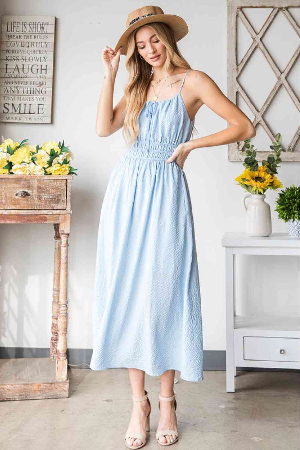 HEYSON French Riviera Textured Woven Sleeveless Dress