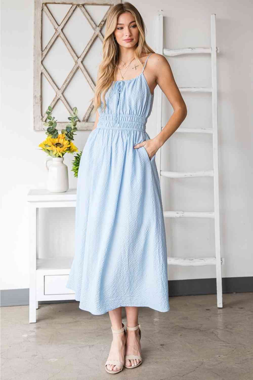 HEYSON French Riviera Textured Woven Sleeveless Dress