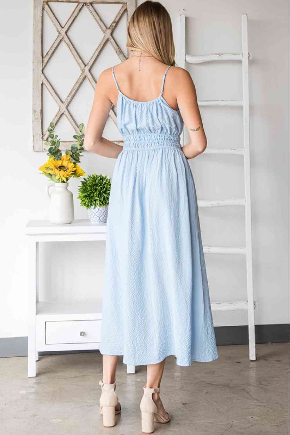 HEYSON French Riviera Textured Woven Sleeveless Dress