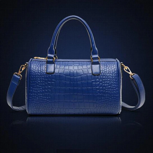 Clemse N: 00006 Leather Duffel Bag for women Vintage Crocodile Pattern Weekender Overnight Luggage Carryon Handbag Weekend Tote bag