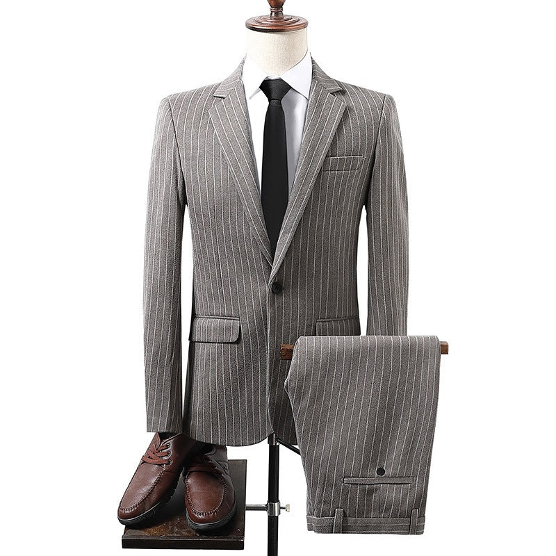 Winter NAYIJI wholesale price new men's suit set Korean casual two-piece striped men's blazer