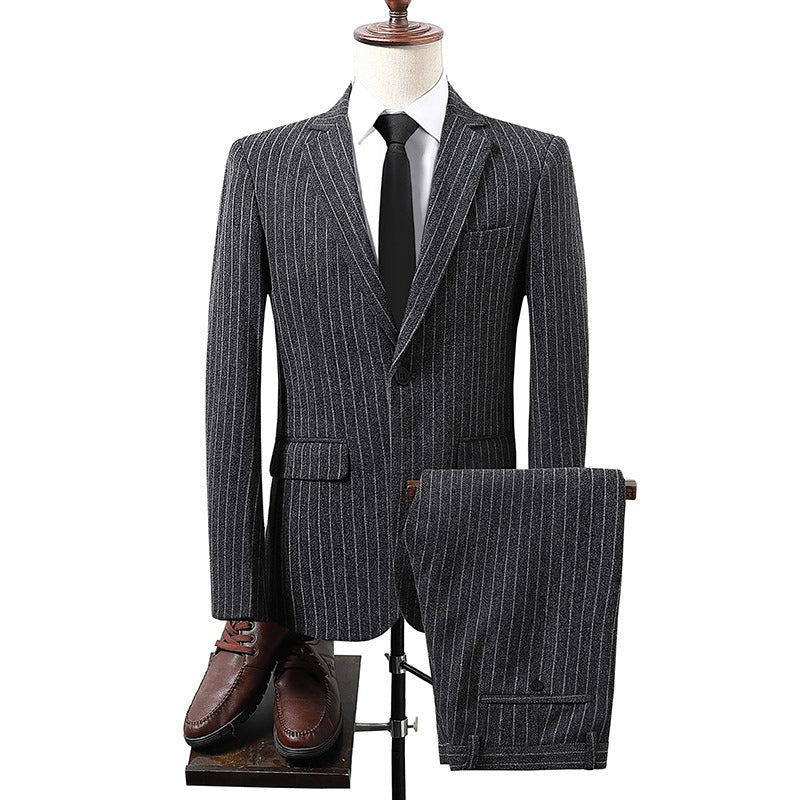 Winter NAYIJI wholesale price new men's suit set Korean casual two-piece striped men's blazer