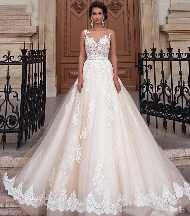Bride Shoulders Waist Slimming Lace Trailing Large Size Wedding Dress