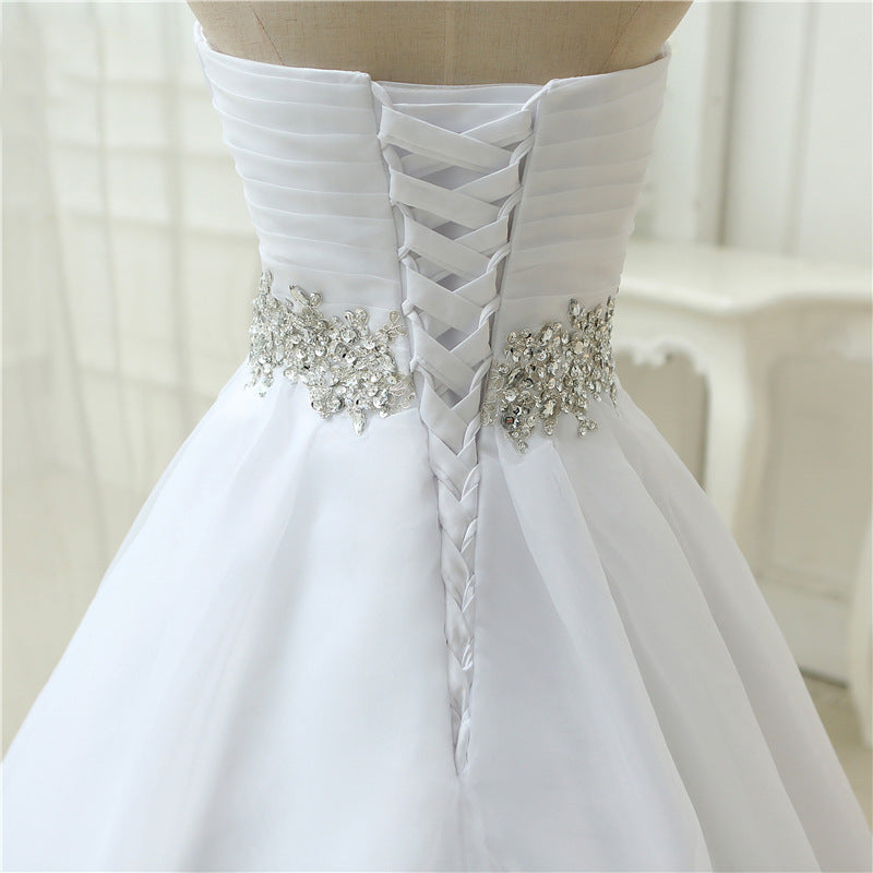 White Vestido De Noiva New Design A line Perfect Belt Robe De Mariage Strapless Lace Up Wedding Dresses