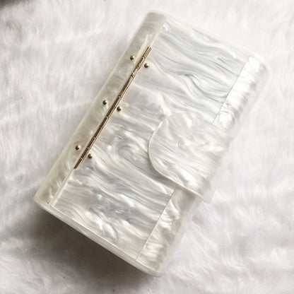 New Product Built in Lens Acrylic Dinner Bag Pearlescent Handbag Crossbody Dress Box Bag