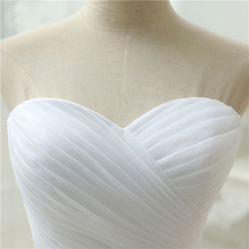 White Vestido De Noiva New Design A line Perfect Belt Robe De Mariage Strapless Lace Up Wedding Dresses