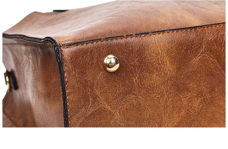 Oil Wax Leather Women Bag Leather Handbags Casual Female Bags Trunk Tote Spanish Brand Shoulder Bag