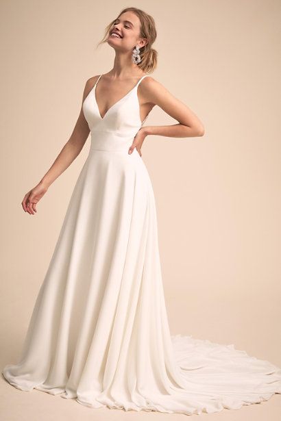 Simple & Charming V-neck Neckline Wedding Dress With Lace Back Bridal Dress vestido de festa de casamento
