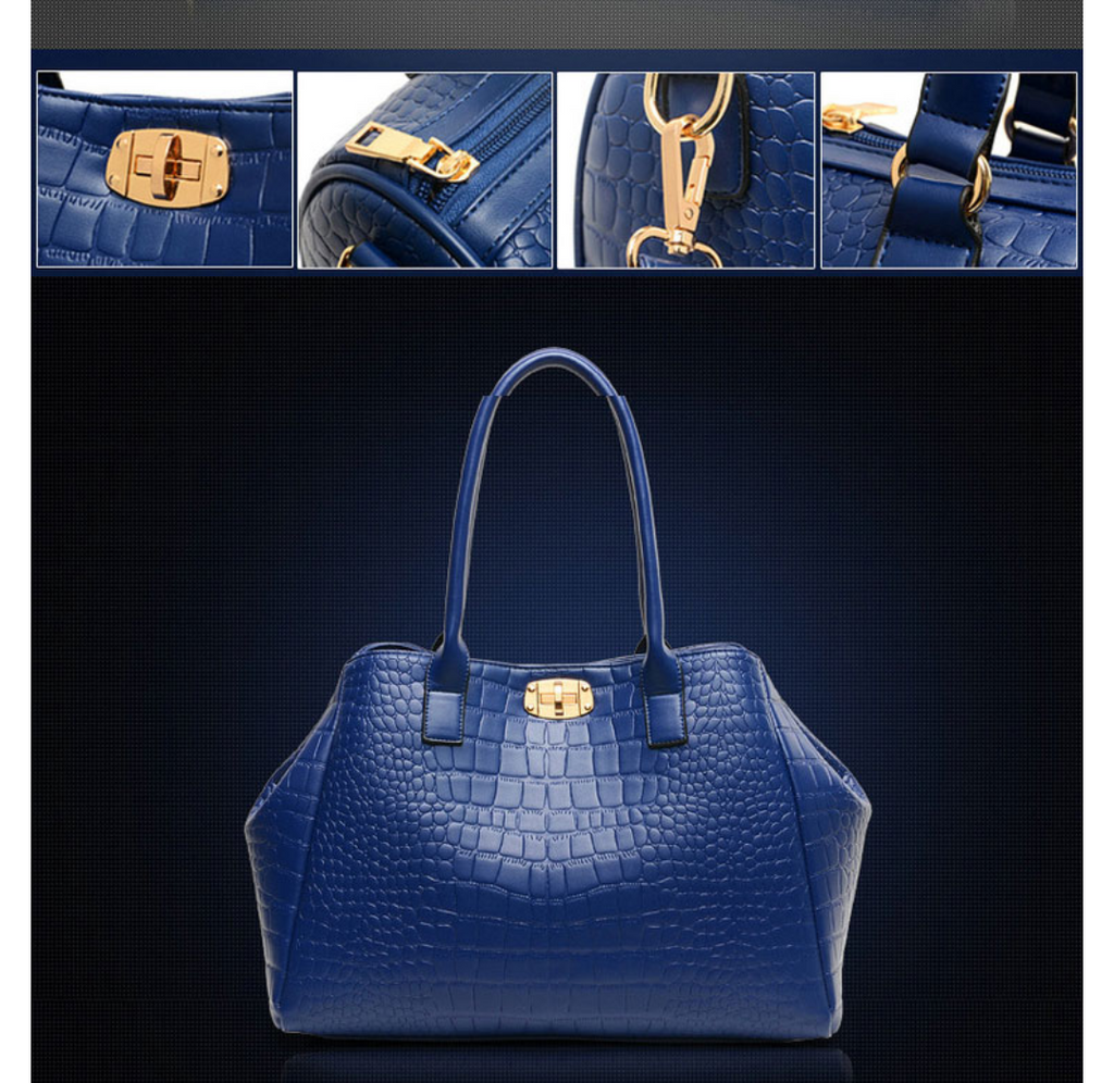 Clemse N:00010 Womens Crocodile Large Tote Handbag Purse Shoulder Bag Travel Satchel Handbag