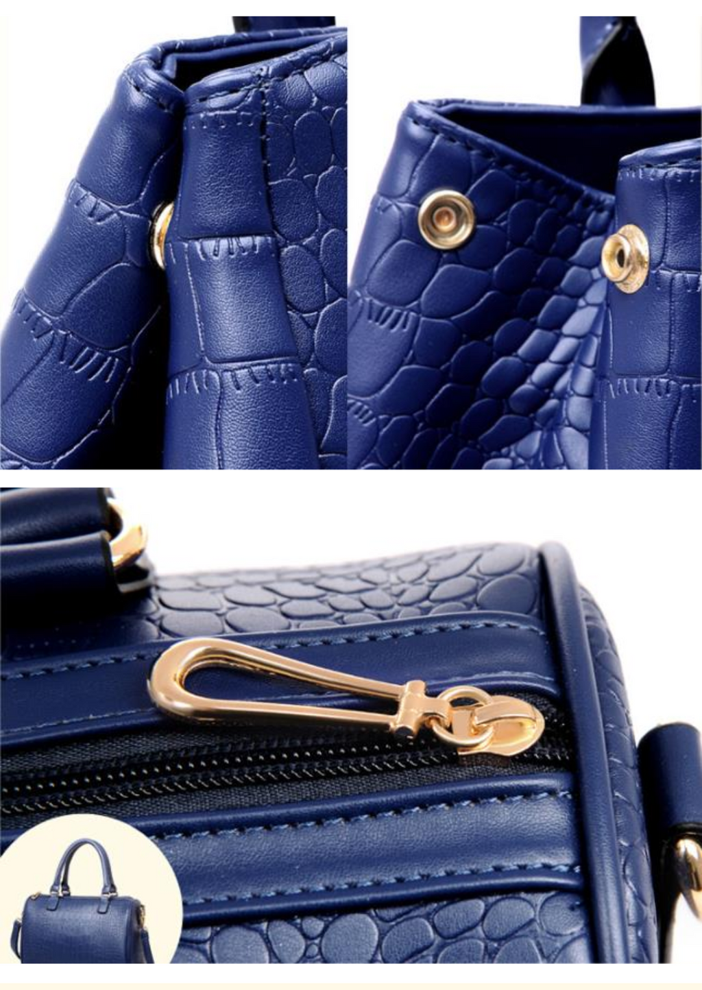 Clemse N: 00006 Leather Duffel Bag for women Vintage Crocodile Pattern Weekender Overnight Luggage Carryon Handbag Weekend Tote bag