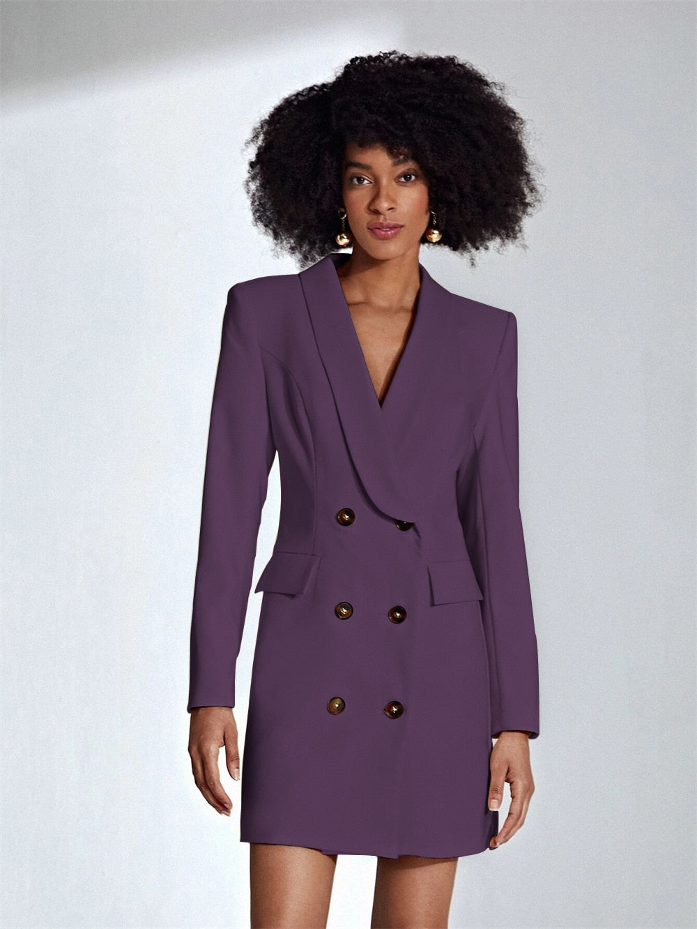 "Elegant Women's Double-Breasted Long Blazer: Lapel Coat for Fashionable Dressy Occasions, Proms, and Parties