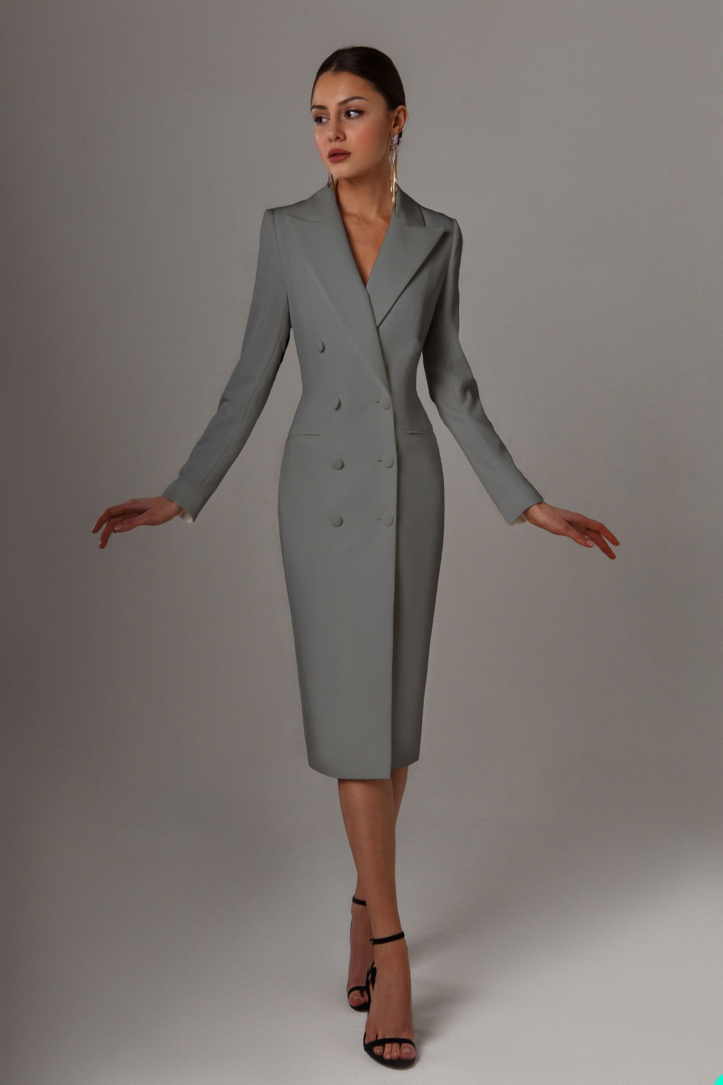 Women's Double-Breasted Blazer: Stylish Lapel Long Jacket for Formal Events, Proms, and Parties - Available in Vari