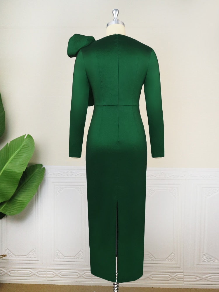 Plus Size Long Dress for Women Ruffles High Waist Dark Green dress Evening Birthday Wedding Party Event Ball Gowns Christmas