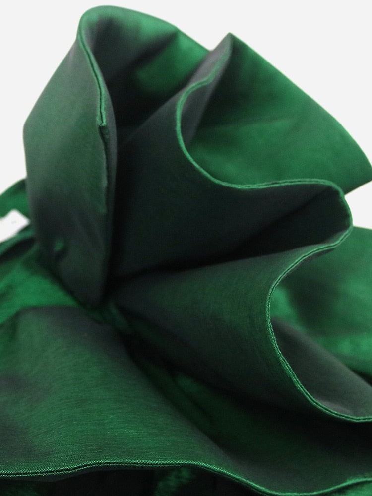 Plus Size Long Dress for Women Ruffles High Waist Dark Green dress Evening Birthday Wedding Party Event Ball Gowns Christmas