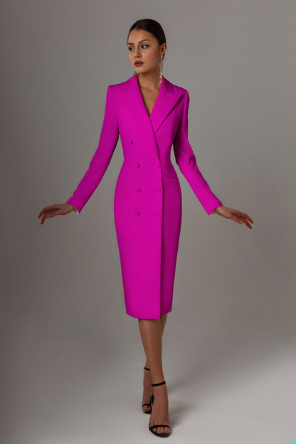 Women's Double-Breasted Blazer: Stylish Lapel Long Jacket for Formal Events, Proms, and Parties - Available in Vari