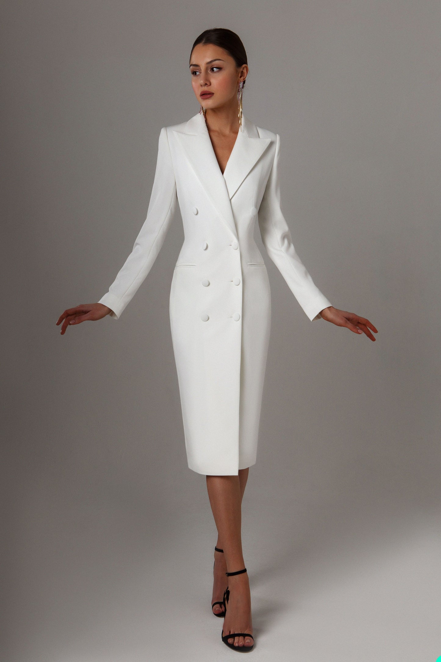 Women's Double-Breasted Blazer: Stylish Lapel Long Jacket for Formal Events, Proms, and Parties - Available in Vari