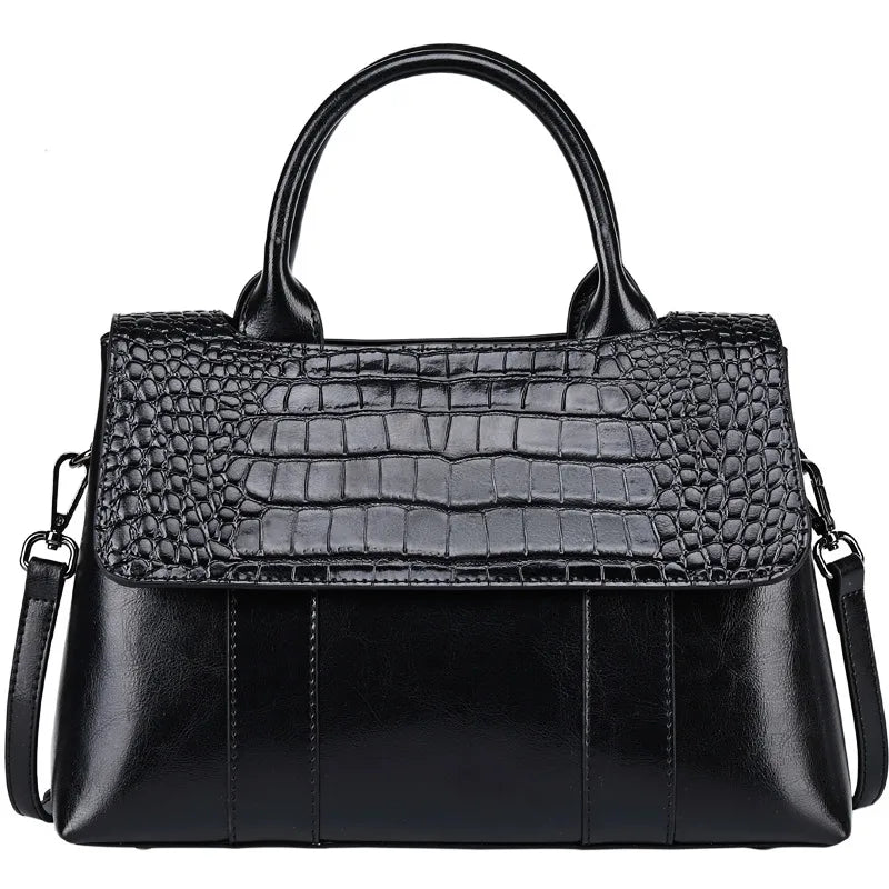 Oil Wax Cowhide Large-capacity Bags Women's 2022 New Fashion Business Casual Handbag Ladies Shoulder Leather Bag Popular Tote