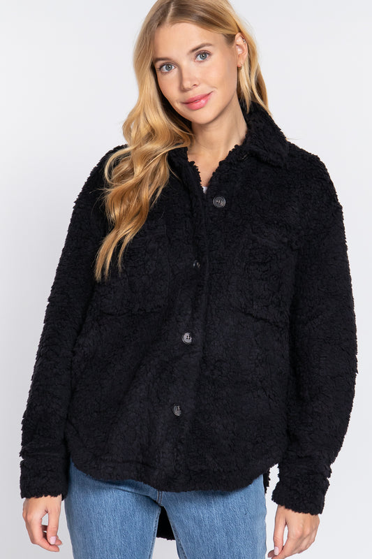 Long Slv Flap Pocket Oversize Jacket